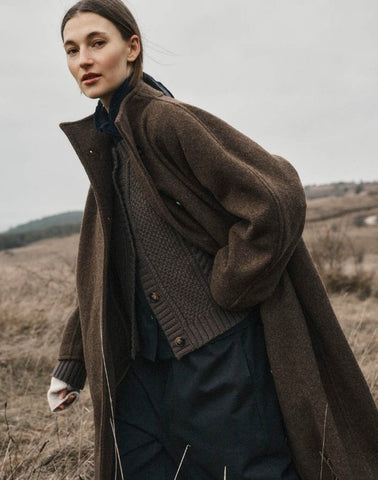 Anne-Mi Dark Dun Heather ls knit cardigan