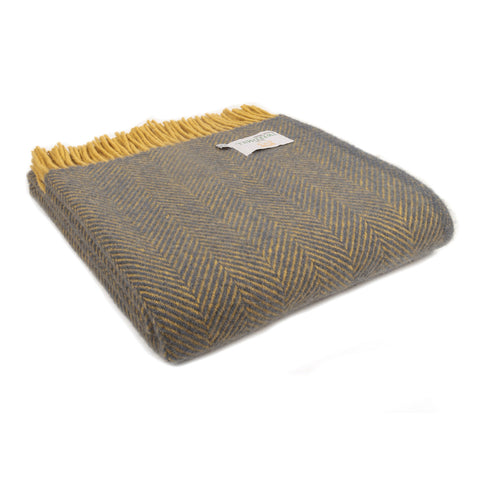 Lifestyle Herringbone Throw Navy & Mustard