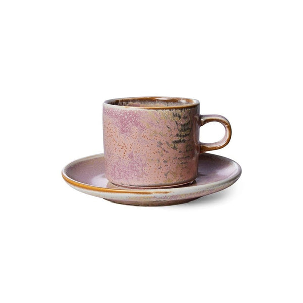 HK Living CHEF CERAMICS: CUP AND SAUCER, RUSTIC PINK