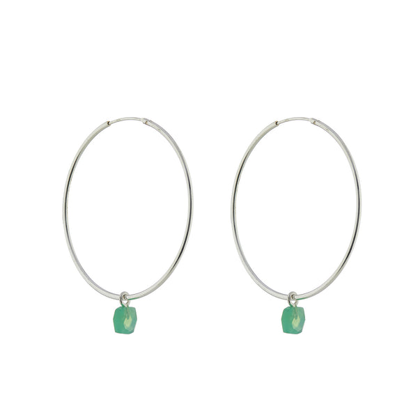 925 Silver Chrysophrase Hoop Earrings