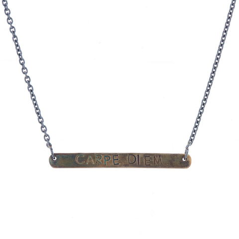 WDTS Sheffield Silver - Hand Hammered Short Necklace - CARPE DIEM - Mixed Finish