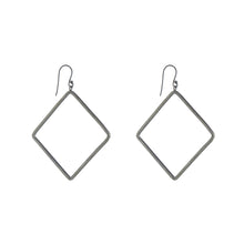 Oxidised 925 Silver square drop earrings