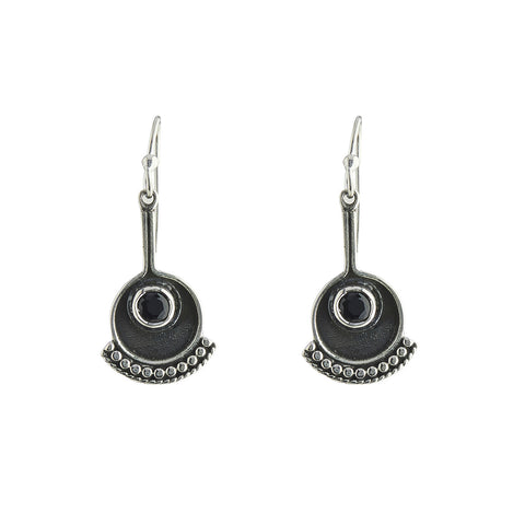 925 Silver Egon Earrings - Silver, onyx