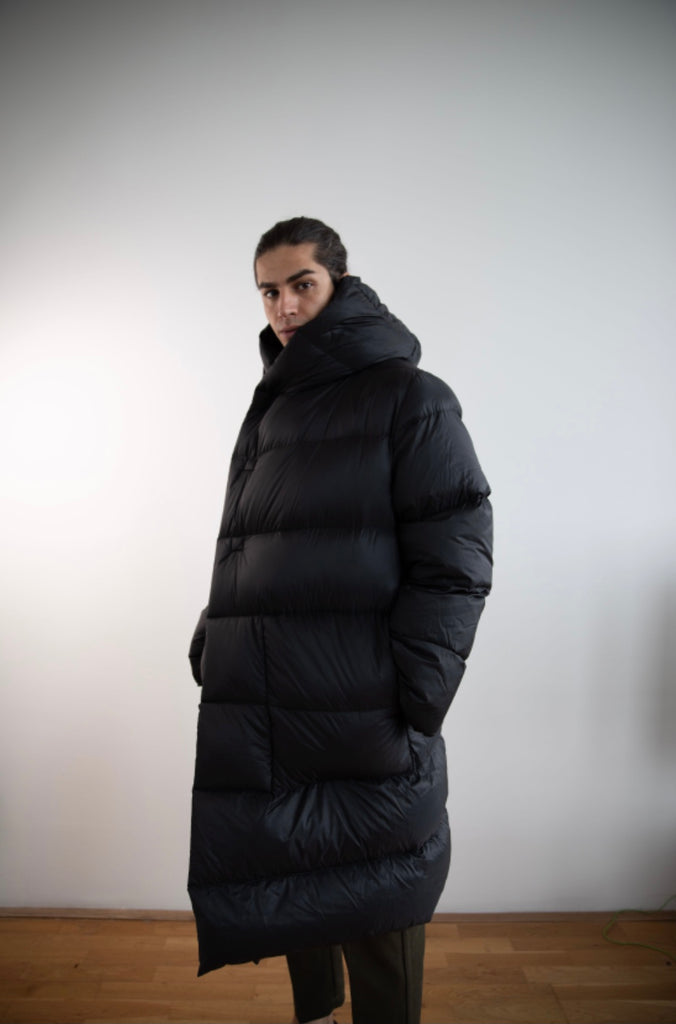 Rick Owens FW23 LUXOR LS HOODED LINER IN BLACK RECYCLED NYLON