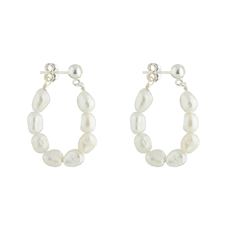 Pearl Hoops - 3cm drops