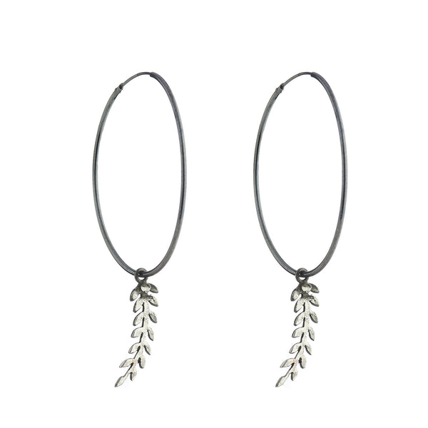 Leafy hoop earrings