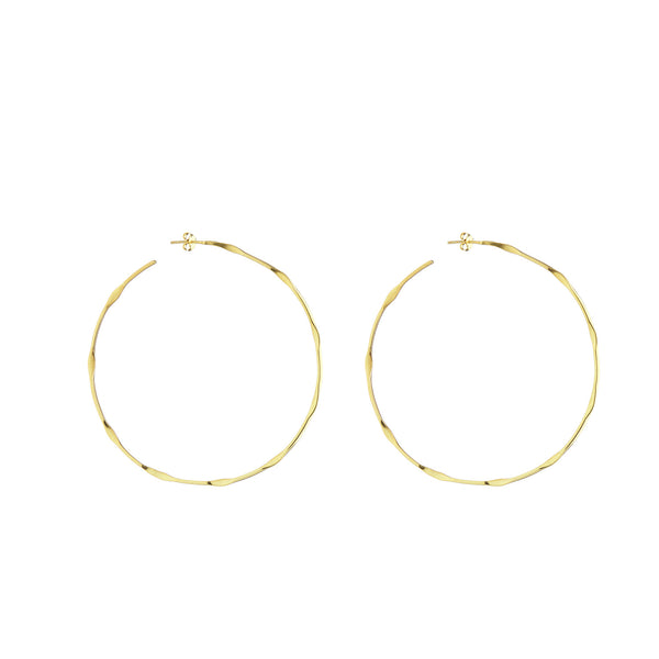 Irregular hammered large hoops, gold