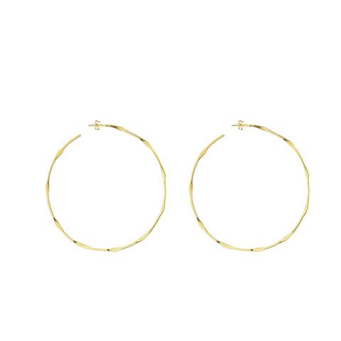 Irregular hammered large hoops, gold