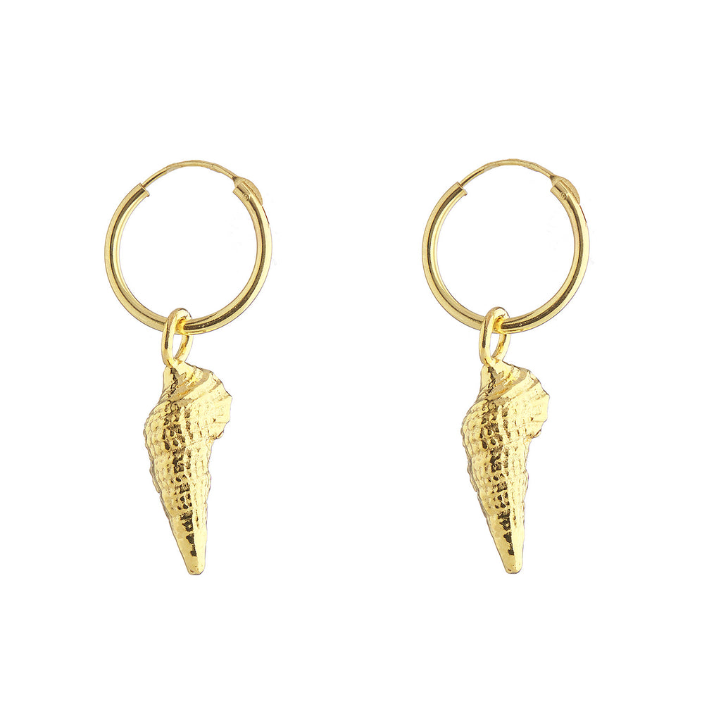 Small shell hoop earrings - gold