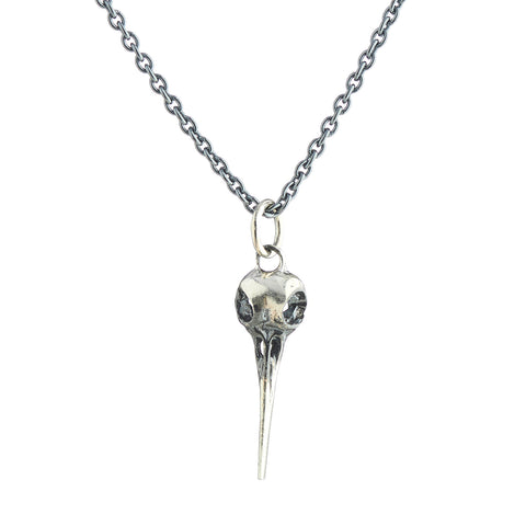 Oxidised Bird Skull Necklace