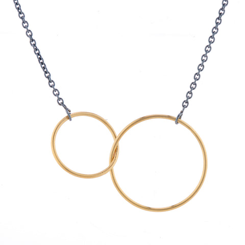 Double hoop Necklace - oxid gold