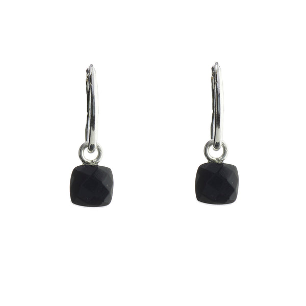 Small Black onyx hoop earrings