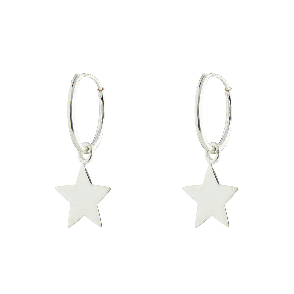 Small Star Hoop Earrings - Silver