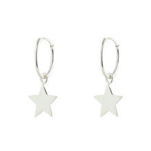 Small Star Hoop Earrings - Silver