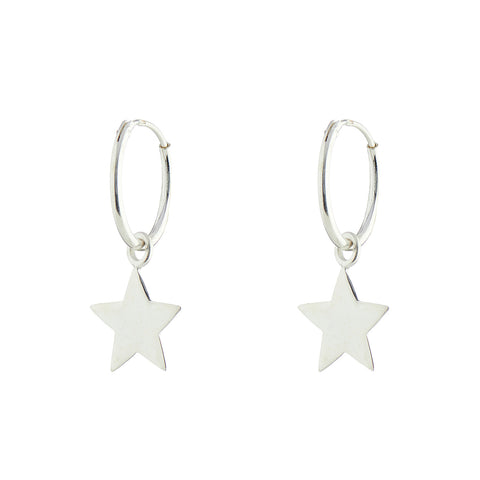 Small Star Hoop Earrings - Silver