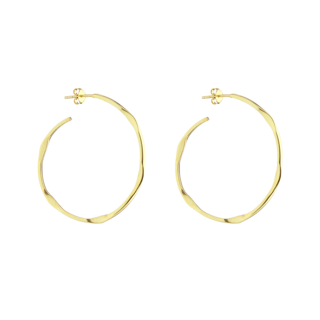 Irregular gold plated Medium hoops