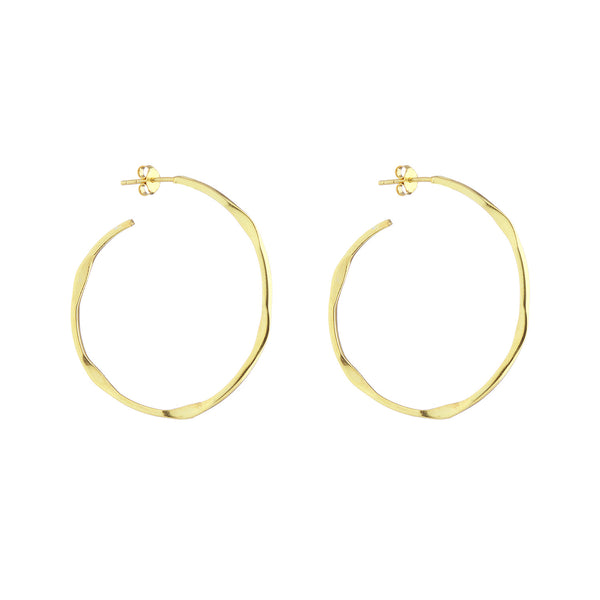 Irregular gold plated Medium hoops