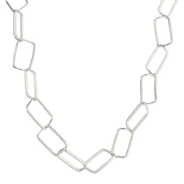 Rectangle link necklace - silver
