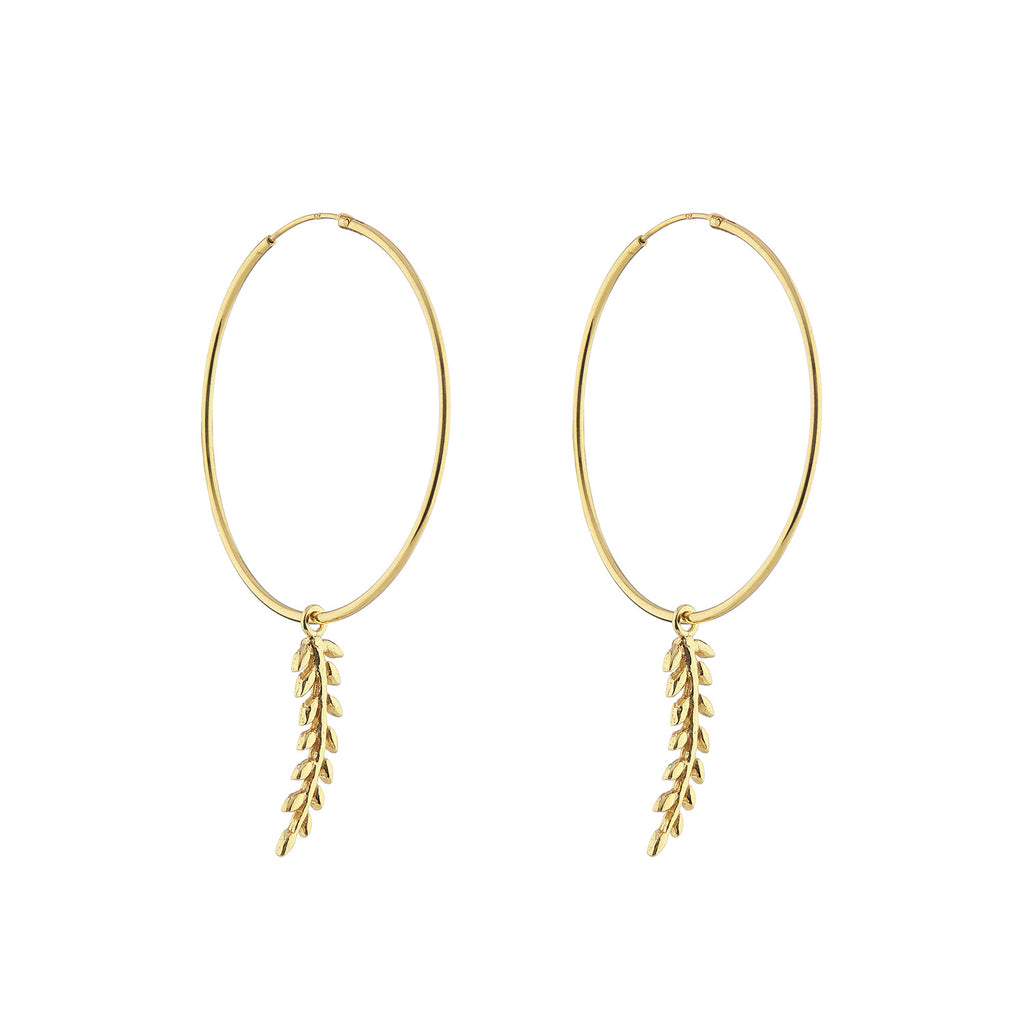 Leafy hoop earrings - gold