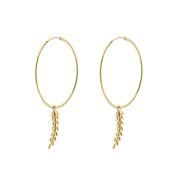 Leafy hoop earrings - gold