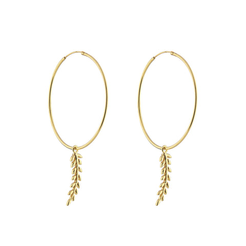 Leafy hoop earrings - gold