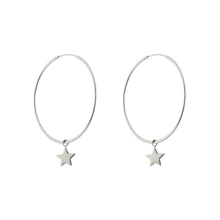 925 Silver Star Hoop Earrings - Medium