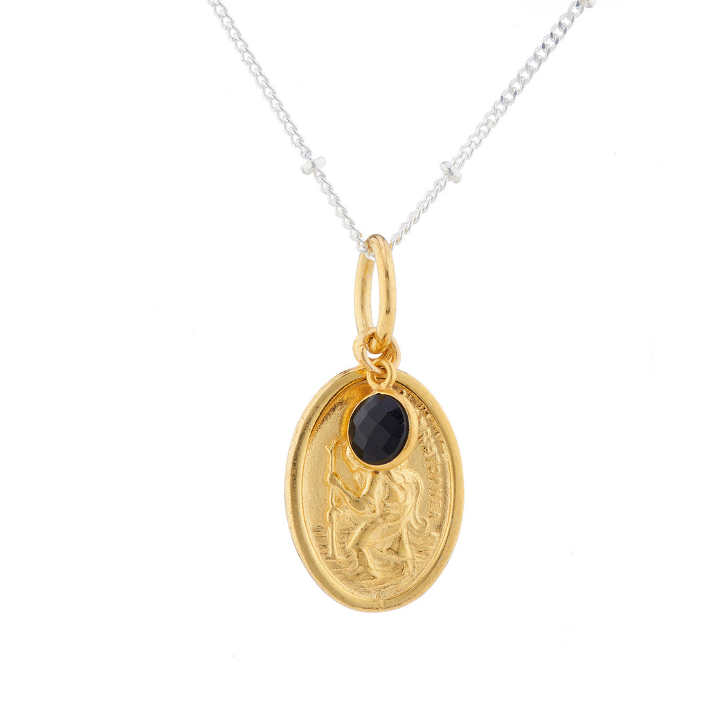 WDTS St Christopher Necklace- gold/onyx