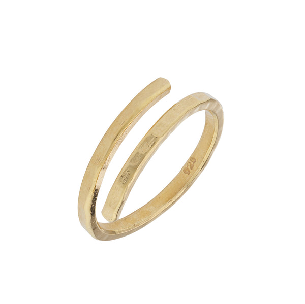 Hammered Twist Gold plated 925 Silver Ring