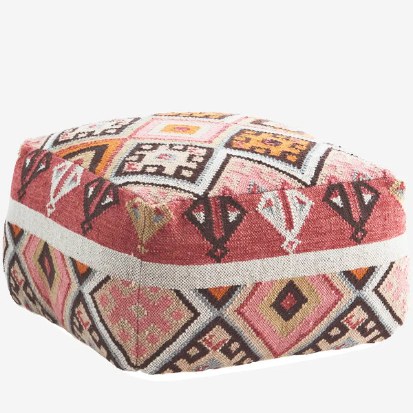 Madam Stoltz Handwoven Wool Pouf