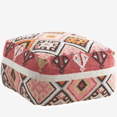 Madam Stoltz Handwoven Wool Pouf