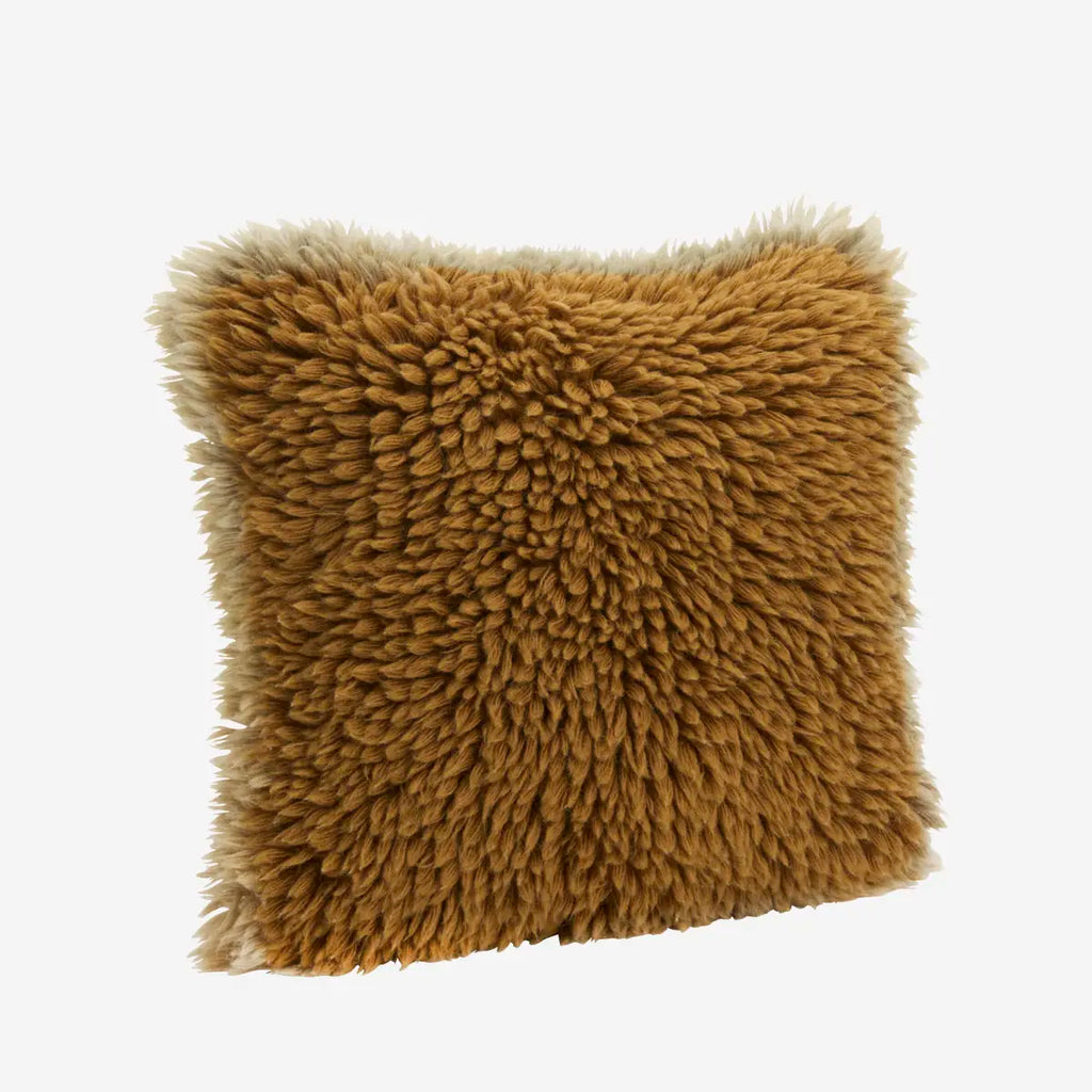 Madam Stolz Woolen cushion cover mustard, beige