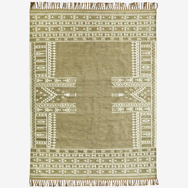 Madam Stoltz Handwoven wool rug Khaki
