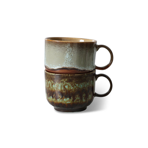 HK Living : 70s ceramics: tea cups, odyssey (set of 2)