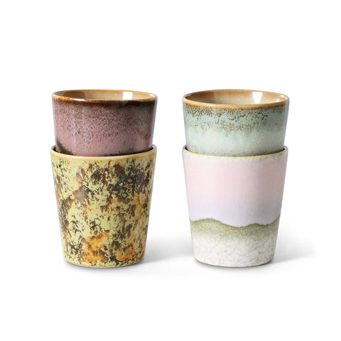 HK Living : 70s ceramics: coffee mugs, serendipity (set of 4)