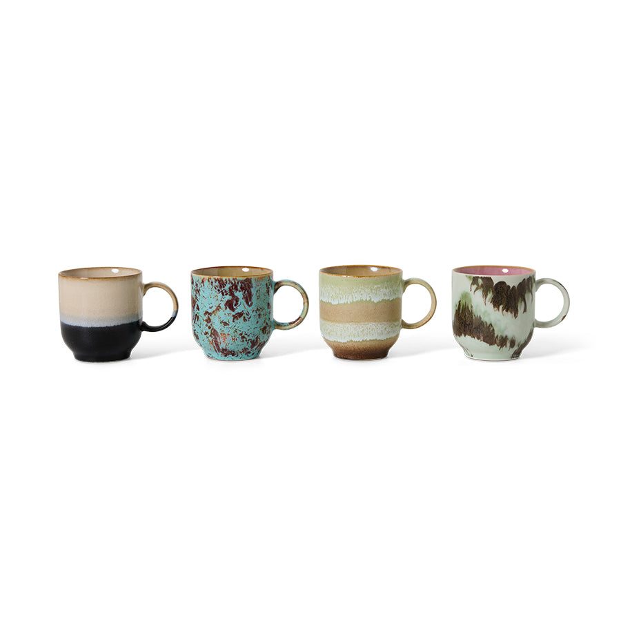 HKLiving : 70s ceramics: café mugs abstract, set of 4