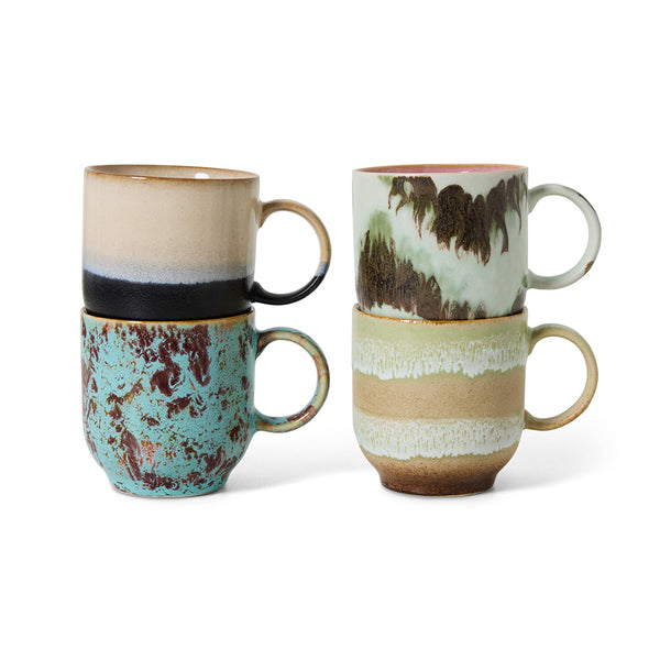 HKLiving : 70s ceramics: café mugs abstract, set of 4
