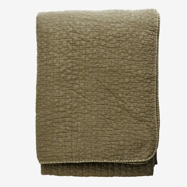 Quilted cotton bed cover Khaki and dark green 2 Sizes available