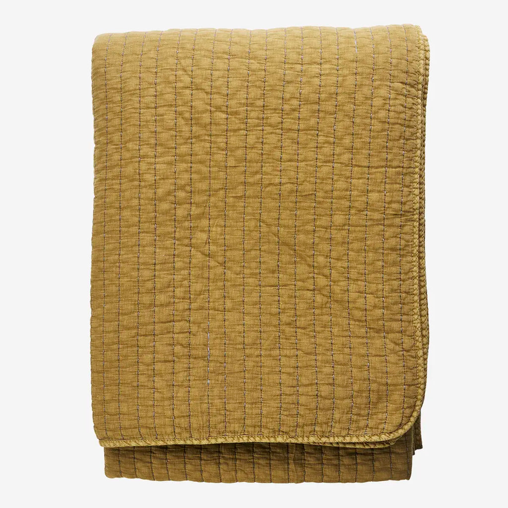 Quilted cotton bed cover Mustard gold and grey 2 sizes available