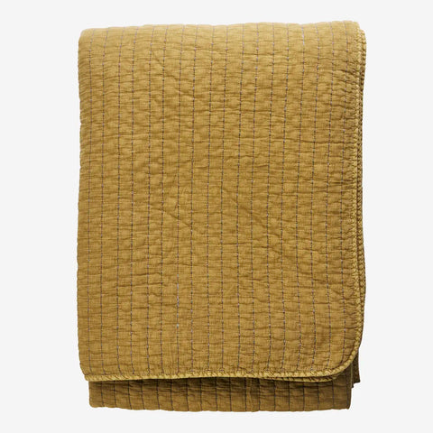 Quilted cotton bed cover Mustard gold and grey 2 sizes available