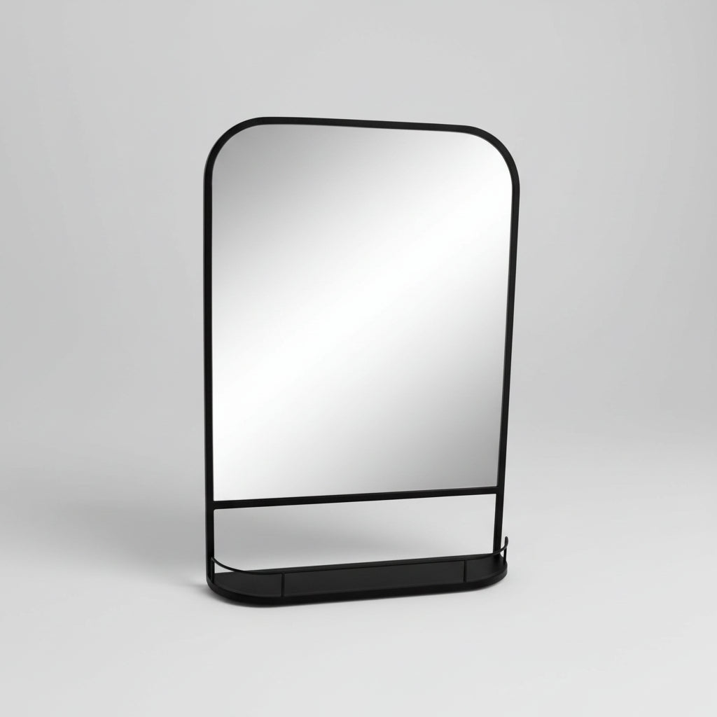 Lucas Wall mirror with mini shelf black