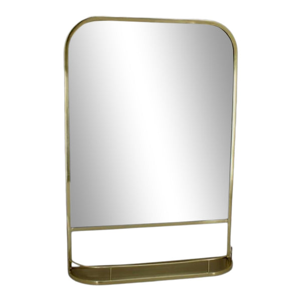 Lucas Wall mirror w/mini shelf Brass Tone