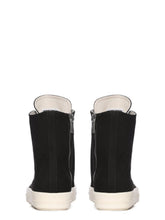 Rick Owens DRKSHDW FW26 TOWER JUMBOLACE SNEAKS IN BLACK/MILK/MILK 13OZ OVERDYED DENIM