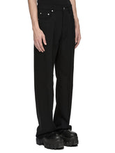 RICK OWENS FW26 TOWER GETH JEANS IN BLACK TWISTED WOOL
