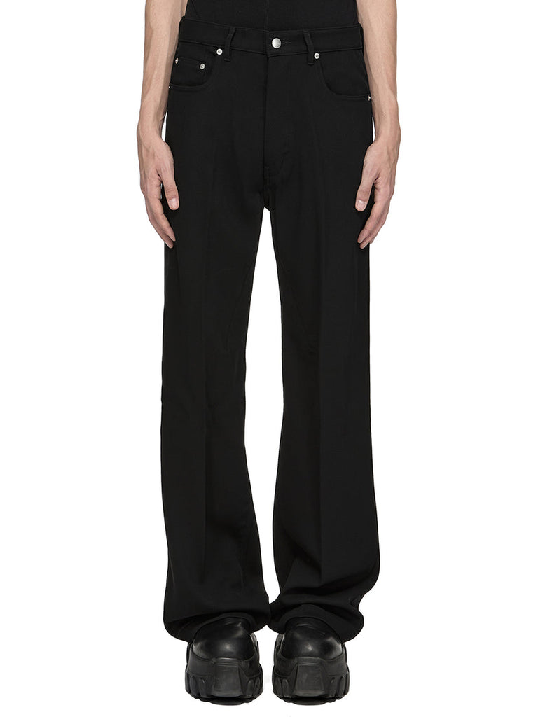 RICK OWENS FW26 TOWER GETH JEANS IN BLACK TWISTED WOOL