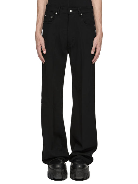 RICK OWENS FW26 TOWER GETH JEANS IN BLACK TWISTED WOOL