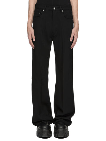 RICK OWENS FW26 TOWER GETH JEANS IN BLACK TWISTED WOOL