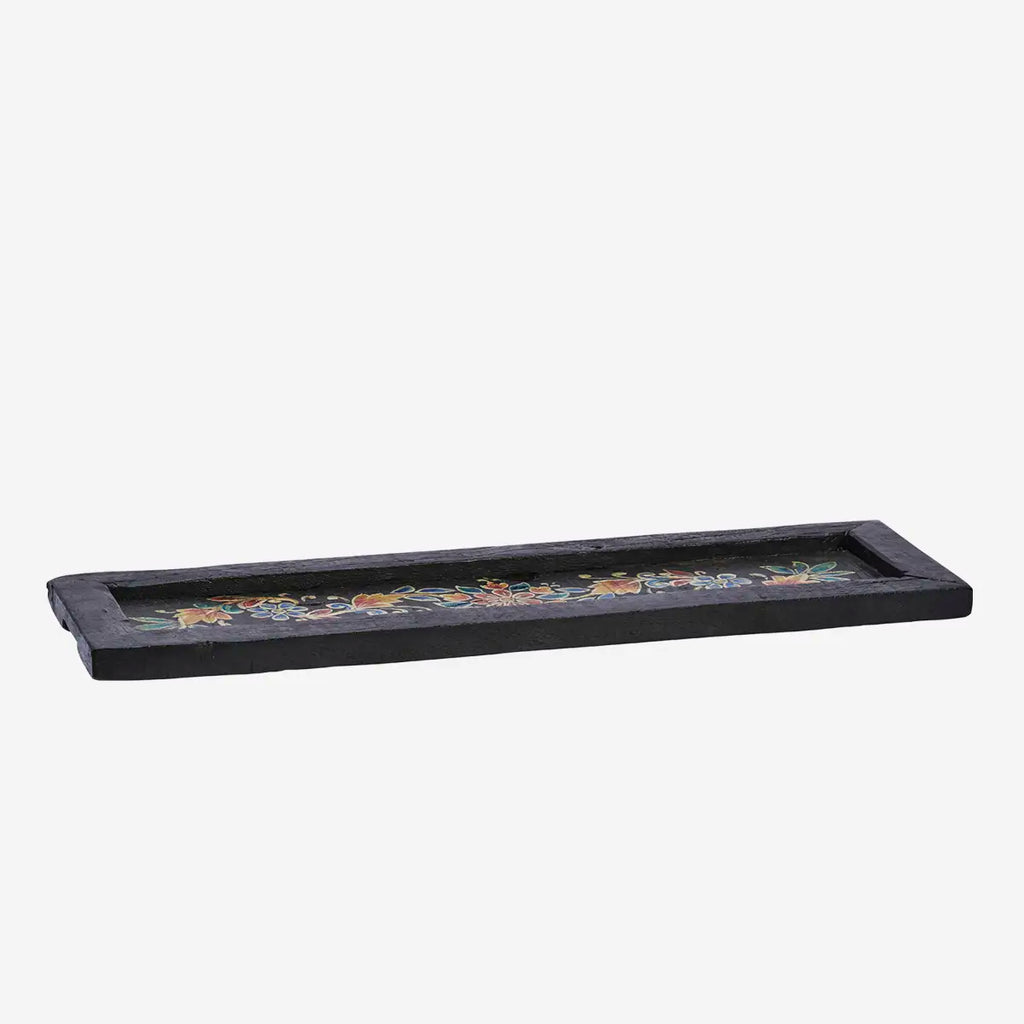 Madam Stoltz Hand painted recycled wooden tray - Small Black
