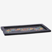Madam Stoltz Hand painted recycled wooden tray - large black
