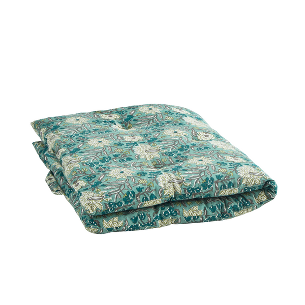 Madam Stoltz Printed Cotton Mattress 60cm x 100cm Pool green grey white