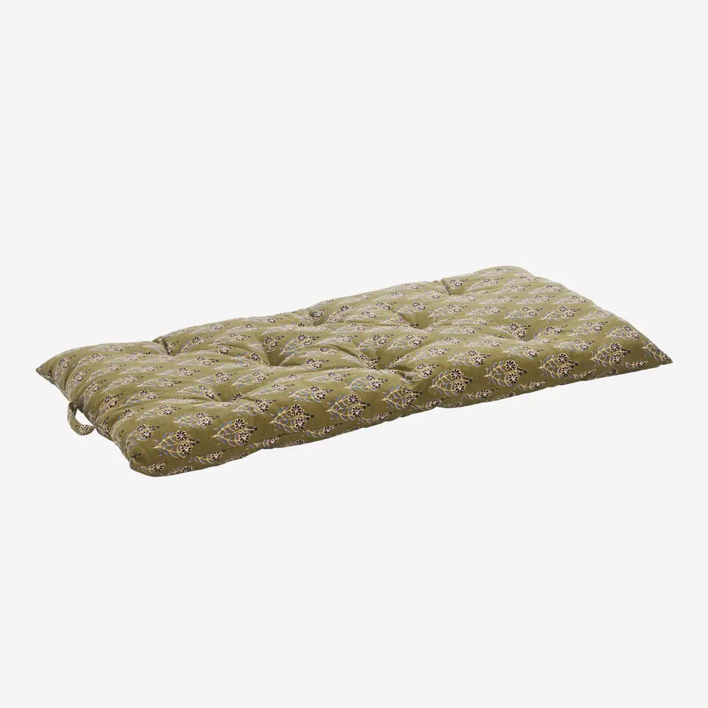 Madam Stoltz printed cotton mattress 60x100 block print olive